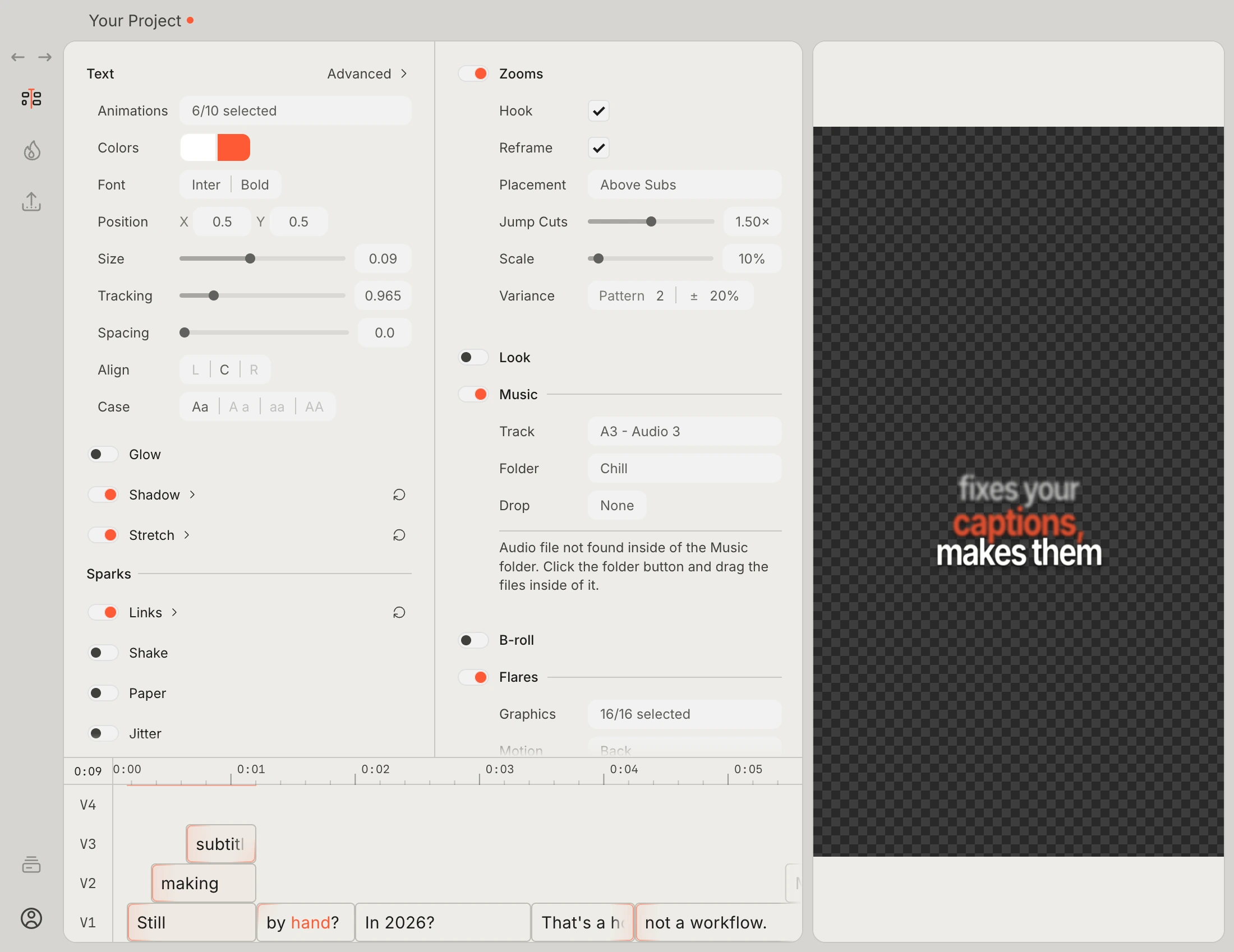 Ember's subtitle editing interface